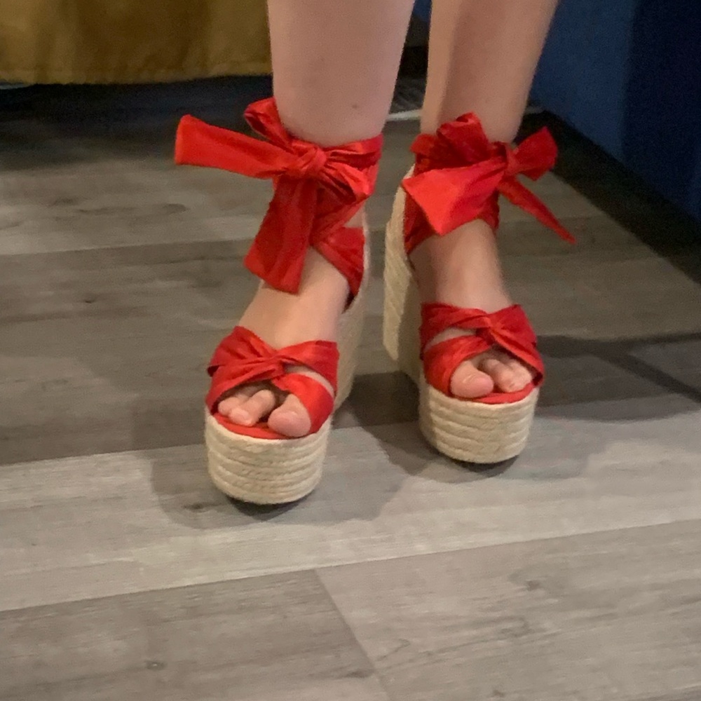 Red Wedge Sandals - Picture 2 of 2